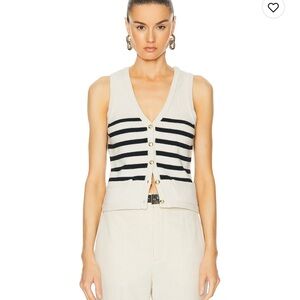 L’academie Cream and Black Striped Vest